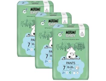 MUUMI Baby Pants 7 XL 16-26 kg (102 ks), mesačné balenie nohavičkových eko plienok