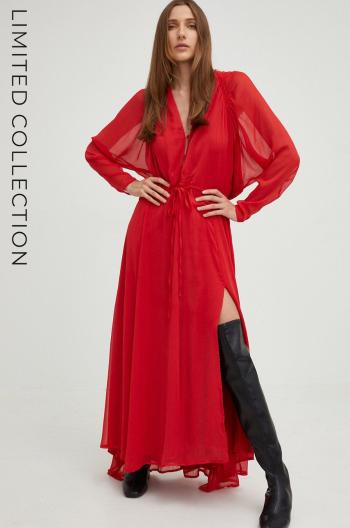 Šaty Answear Lab červená farba, maxi, áčkový strih
