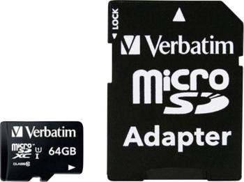 Verbatim MICRO SDXC 64GB CL 10 ADAP pamäťová karta micro SDXC 64 GB Class 10 vr. SD adaptéru