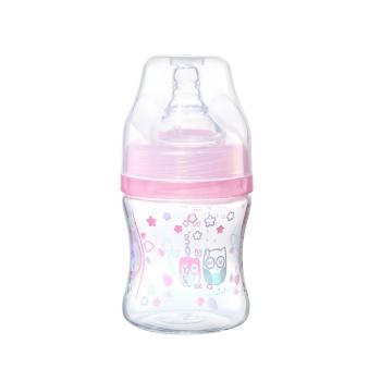 BABYONO Fľaša antikoliková Klasik ružová 120 ml 0 m+