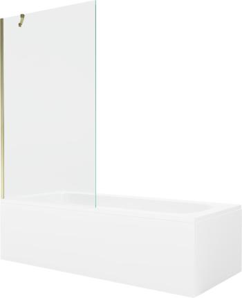 MEXEN/S - Vega obdĺžniková vaňa 180 x 80 cm s panelom + vaňová zástena 100 cm, transparent, zlatá 550118080X9510000050