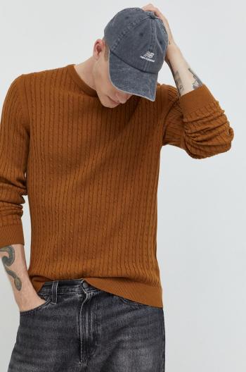 Bavlnený sveter Produkt by Jack & Jones pánsky, hnedá farba, tenký,