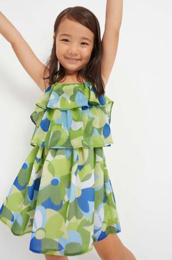 Dievčenské šaty Mayoral zelená farba, mini, rovný strih