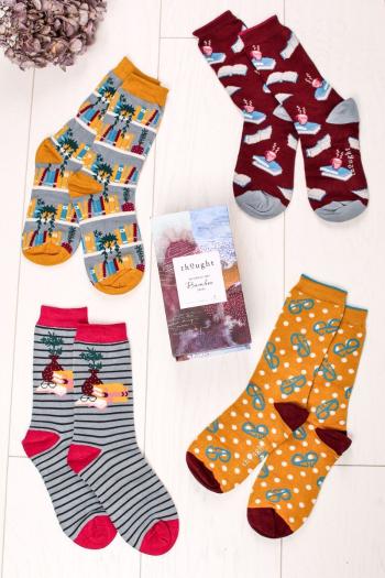 Viacfarebné ponožky v darčekovej krabičke The Reader Sock Box - štvorbalenie
