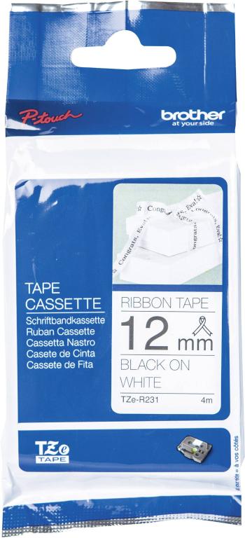 páska na teplom zmršťovacie trubice  Brother TZe, TZ TZe-R231  Farba pásky: biela Farba písma:čierna 12 mm 4 m