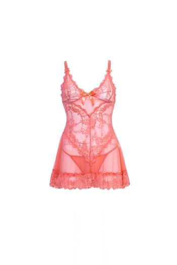 Svetloružová čipkovaná babydoll košieľka Valentine