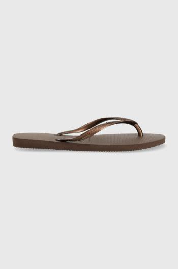 Žabky Havaianas Slim dámske, hnedá farba, na plochom podpätku