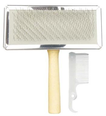 Trixie Soft brush, wooden handle/metal bristles, 11 × 14 cm