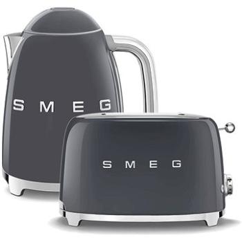 rachlovarná konvice SMEG 50s Retro Style 1,7l šedá + topinkovač SMEG 50s Retro Style 2x2 šedý 950W