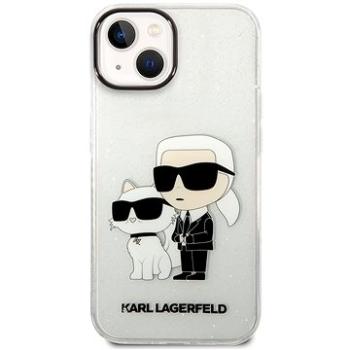 Karl Lagerfeld IML Glitter Karl and Choupette NFT Zadný Kryt pre iPhone 14 Transparent (KLHCP14SHNKCTGT)