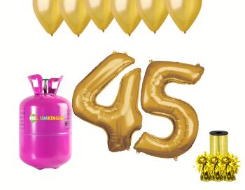 HeliumKing Hélium párty set na 45. narodeniny so zlatými balónmi