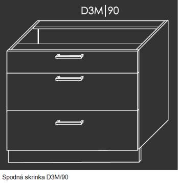 ArtExt Kuchynská linka Brerra - lesk Kuchyňa: Spodná skrinka D3M/90 / (ŠxVxH) 90 x 82 x 50 cm