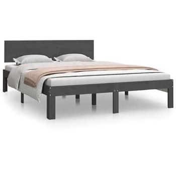 Rám postele sivý masívne drevo 135 × 190 cm Double, 810472