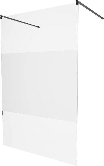MEXEN/S - KIOTO samostatne stojaca sprchová zástena 110 x 200 cm, transparent/matné sklo 8 mm, čierna 800-110-002-70-35