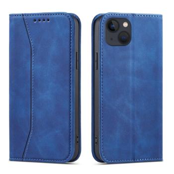 MG Magnet Fancy knižkové kožené puzdro na iPhone 13, modré