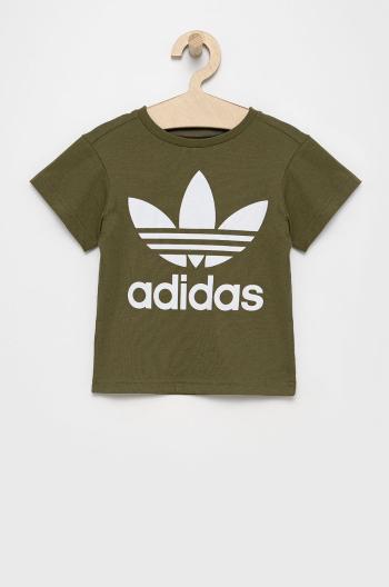 Detské tričko adidas Originals HC1984 zelená farba, s potlačou