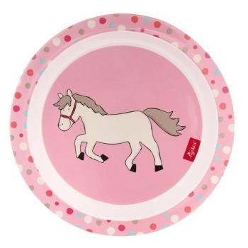 SIGIKID Melamín baby tanierik Hoppe Dot kôň so silikónom 21,5 cm
