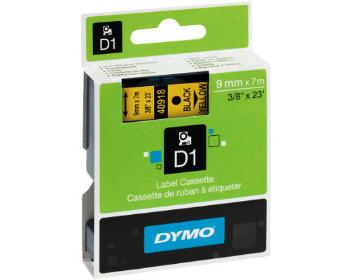 Dymo D1 40918, S0720730, 9 mm x 7 m, čierna tlač / žltý podklad, originálna páska