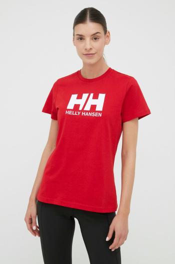 Bavlnené tričko Helly Hansen červená farba,