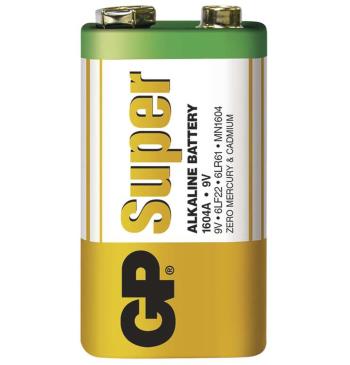 EMOS Alkalická batéria GP Super 9V (6LF22), 1ks B1350