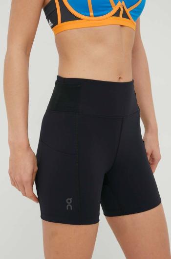 Bežecké šortky On-running dámske, čierna farba, jednofarebné, vysoký pás