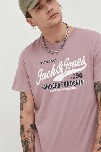 Bavlnené tričko Jack & Jones JJSTAR ružová farba, s potlačou