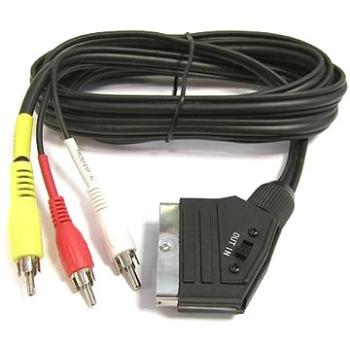 PremiumCord Kabel SCART – 3× CINCH M/M 1,5 m s prepínačom (kjssc-2)