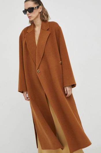 Vlnený kabát By Malene Birger Ayvian hnedá farba, prechodný, oversize