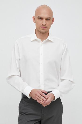 Bavlnená košeľa Seidensticker pánska, béžová farba, slim, s klasickým golierom