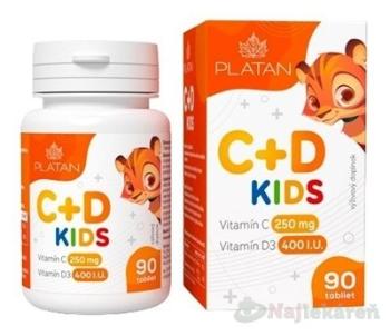 Platan Vitamín C + Vitamín D Kids 90 cmúľacích tabliet