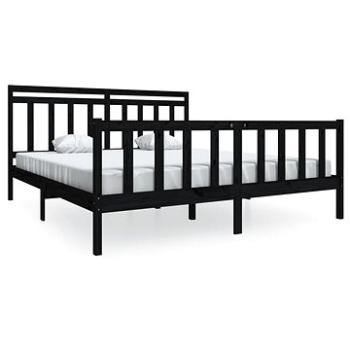 Rám postele čierny masívne drevo 180 × 200 cm Super King, 3100977