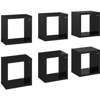 Shumee - Nástenné kocky 6 ks čierne s vysokým leskom 22×15×22 cm, 807075
