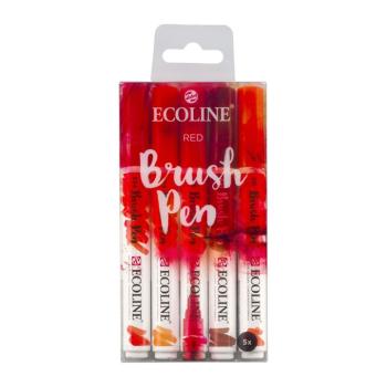 Akvarelové perá Ecoline Brush Pen Red | 5 dielna sada