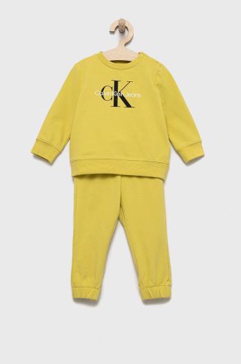 Detská tepláková súprava Calvin Klein Jeans žltá farba