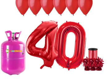 HeliumKing Hélium párty set na 40. narodeniny s červenými balónmi