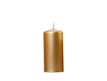 PartyDeco Valcová sviečka metalická - zlatá 12 cm 1 ks