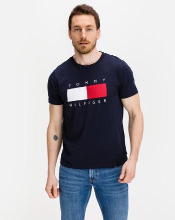 Tommy Hilfiger Textured Flag Tričko Modrá