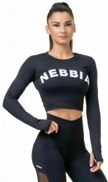 Nebbia Long Sleeve Thumbhole Sporty Crop Top Čierna S