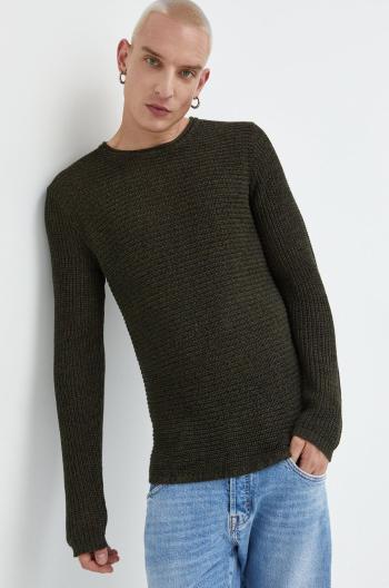 Bavlnený sveter Produkt by Jack & Jones pánsky, zelená farba, tenký,