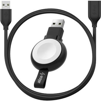 AlzaPower Wireless MFi Watch charger 120 USB-A čierna + Dátový kábel Core USB-A (M) to USB-A (F) 2.0 (BUN)