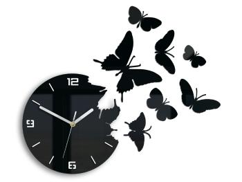 Moderné nástenné hodiny BUTTERFLIE 3D BLACK NH048