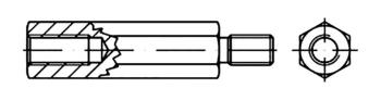 Šesťhranný dištančný kolík TOOLCRAFT 35 mm Galvanicky poZn.oceľ M5 100 ks