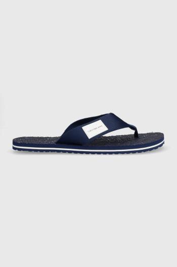 Žabky Calvin Klein Jeans BEACH SANDAL WOVEN PATCH pánske, tmavomodrá farba