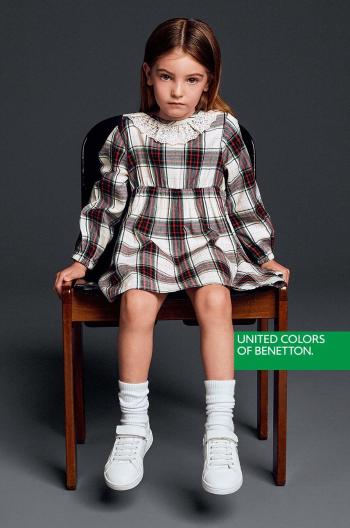 Dievčenské šaty United Colors of Benetton béžová farba, mini, áčkový strih