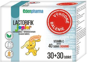 EDENPHARMA Lactobifik Junior 2x30 žuvacích tabliet + 40 tabliet Vitamín C jahoda zadarmo