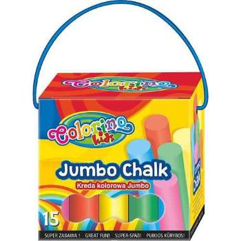 LOCAL Chodníkové kriedy Jumbo v krabici s uchom, mix farieb, 15 kried/balenie