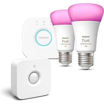 Philips Hue White and Color Ambiance 9 W 1100 E27 malý promo štartér kit + Philips Hue Motion Sensor