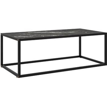 SHUMEE Konferenčný stolík čierny s čiernym mramorovým sklom 100 × 50 × 35cm, 322882