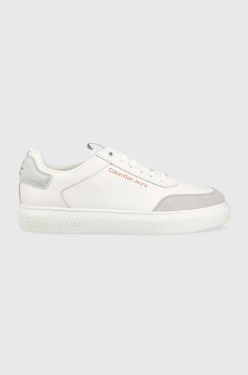 Kožené tenisky Calvin Klein Jeans CASUAL CUPSOLE HIGH/LOW FREQ biela farba