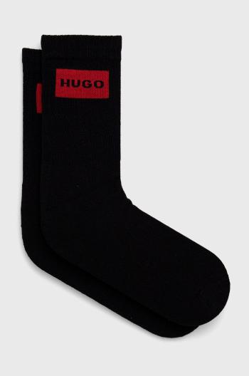 Ponožky HUGO (2-pak) pánske, čierna farba